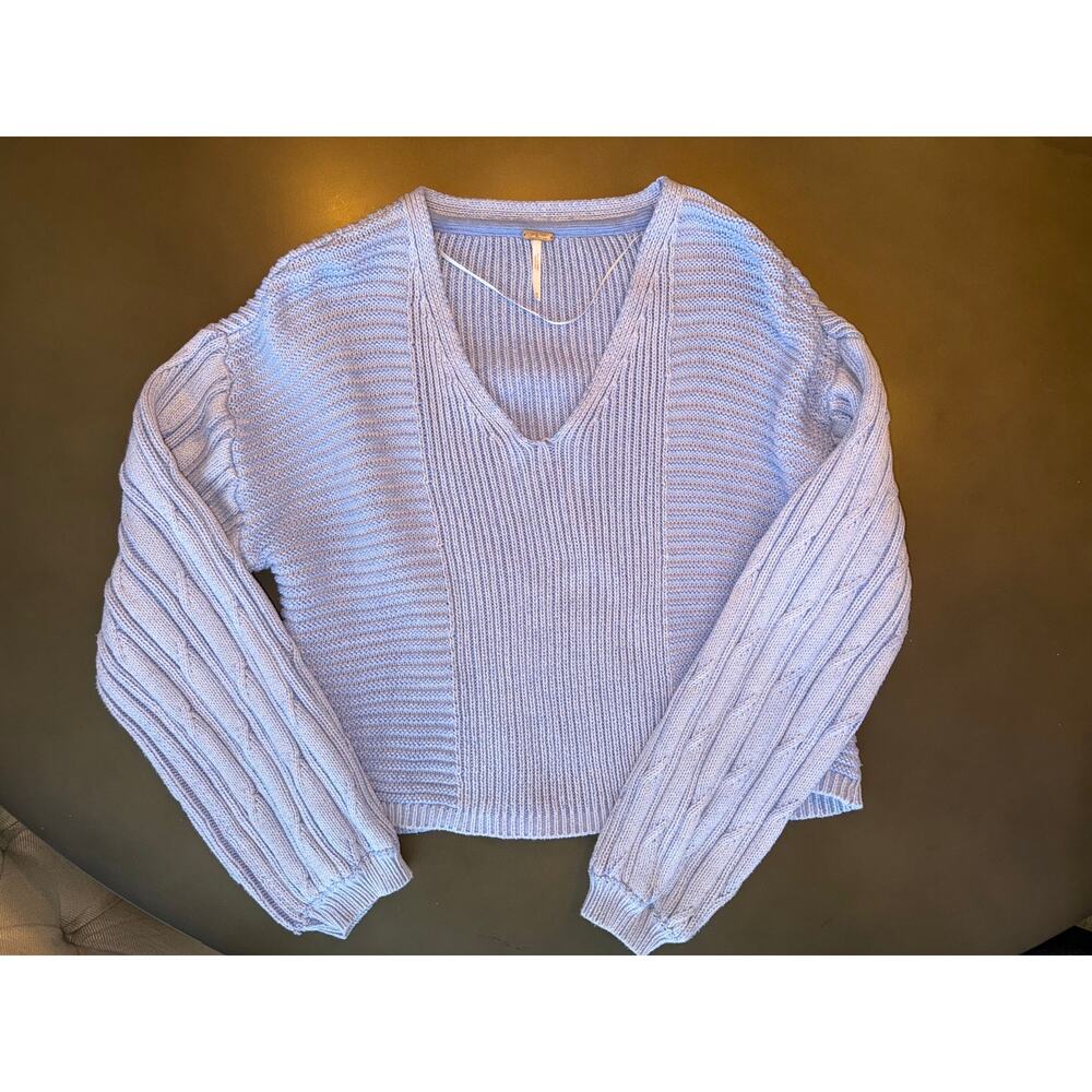 Free People When It Rains Sweater in Cornflower Blue Medium